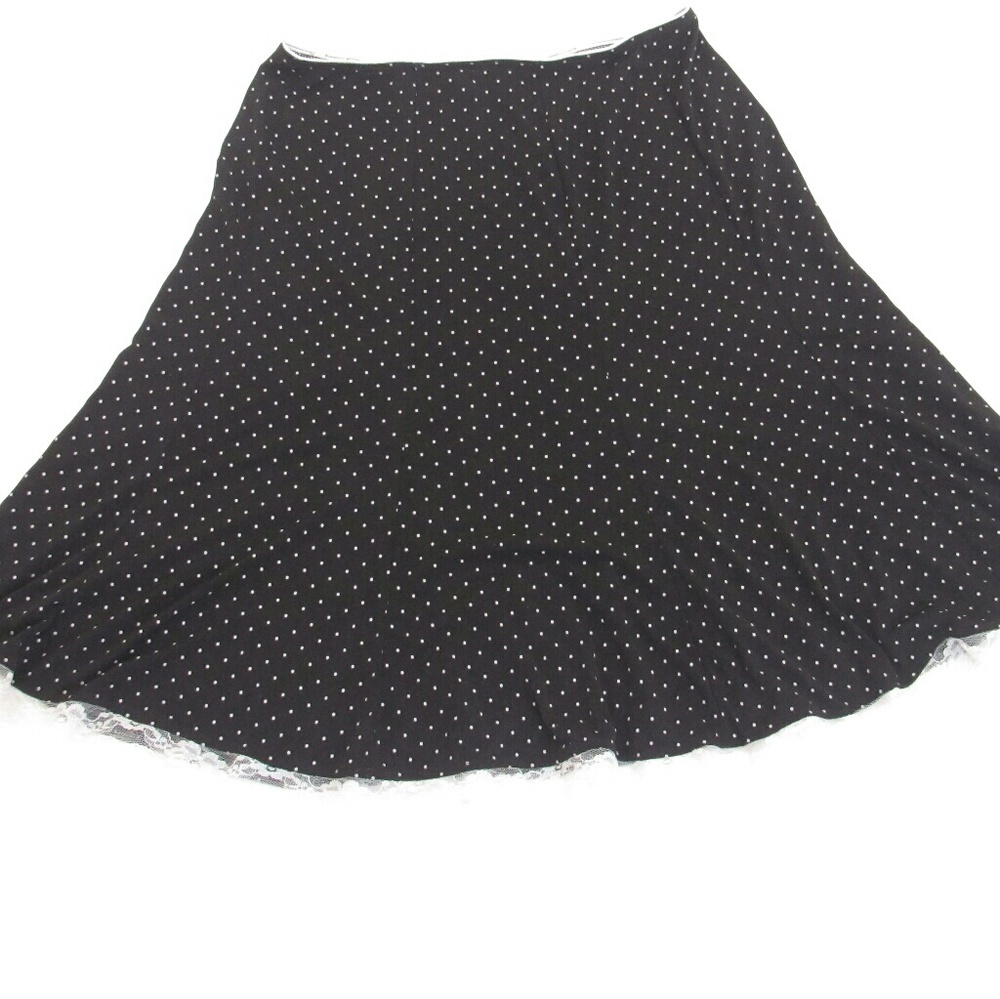 TAILOR B. Moss Polka Dot Lace Trim Skirt Sz L